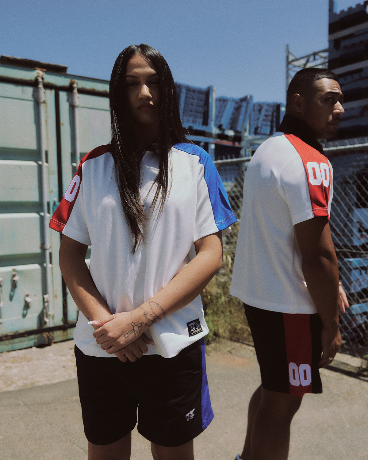 WWT 2 TONE ACTIVEWEAR SHORTS RED/BLACK/BLUE