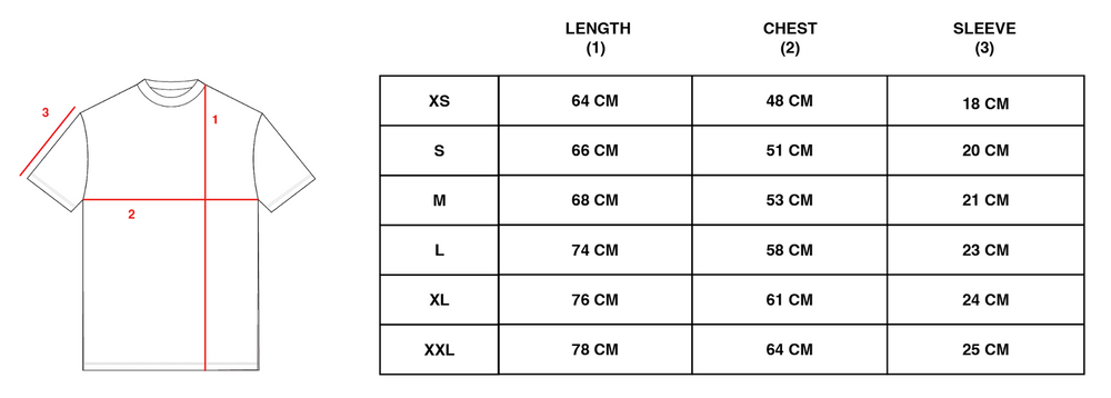 WWT LOGO SHORT SLEEVE TEE BLACK/WHITE size chart