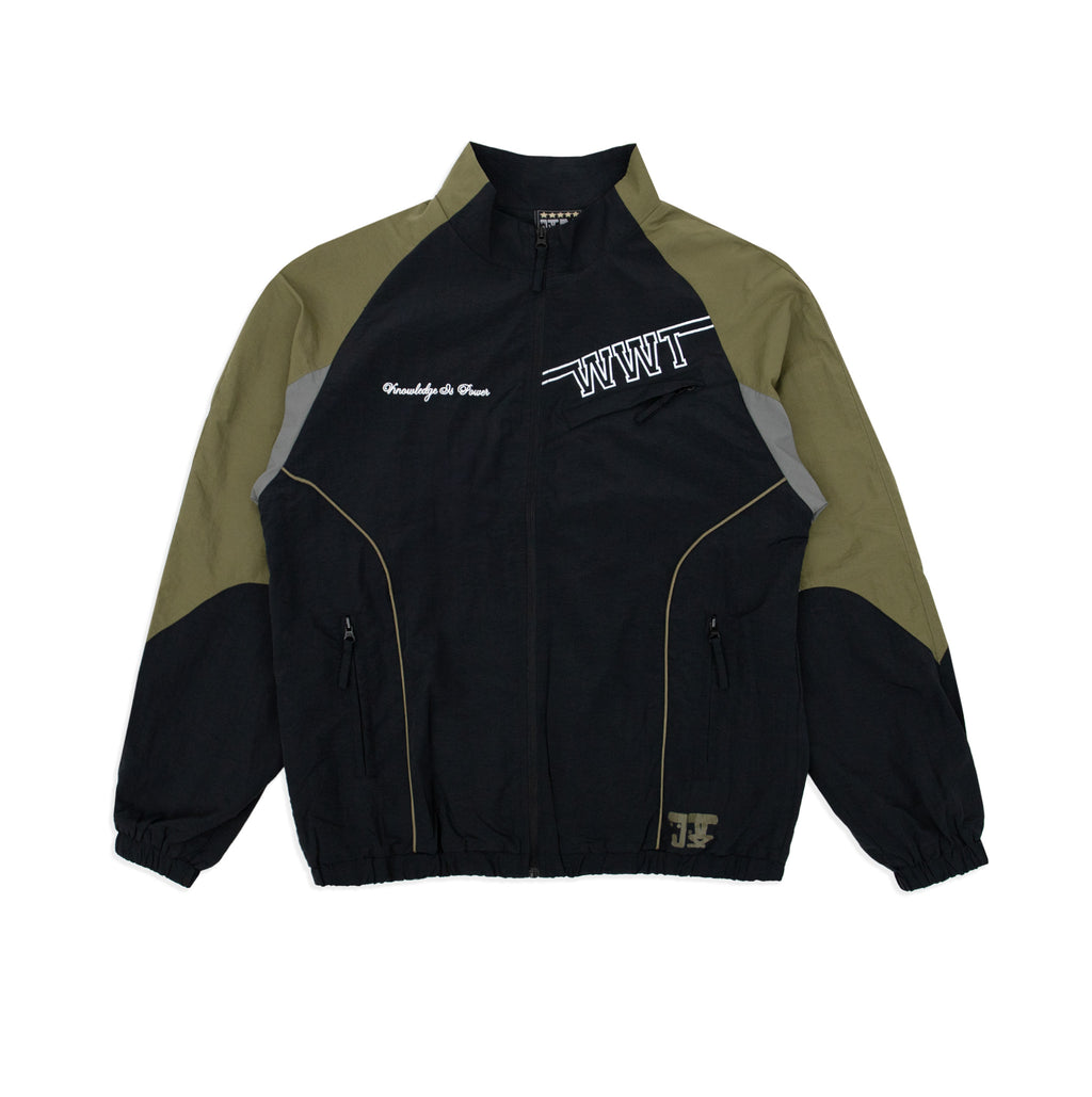 MILITANT MINDED KIP TRACK-JACKET - ARMY GREEN/GREY/BLACK