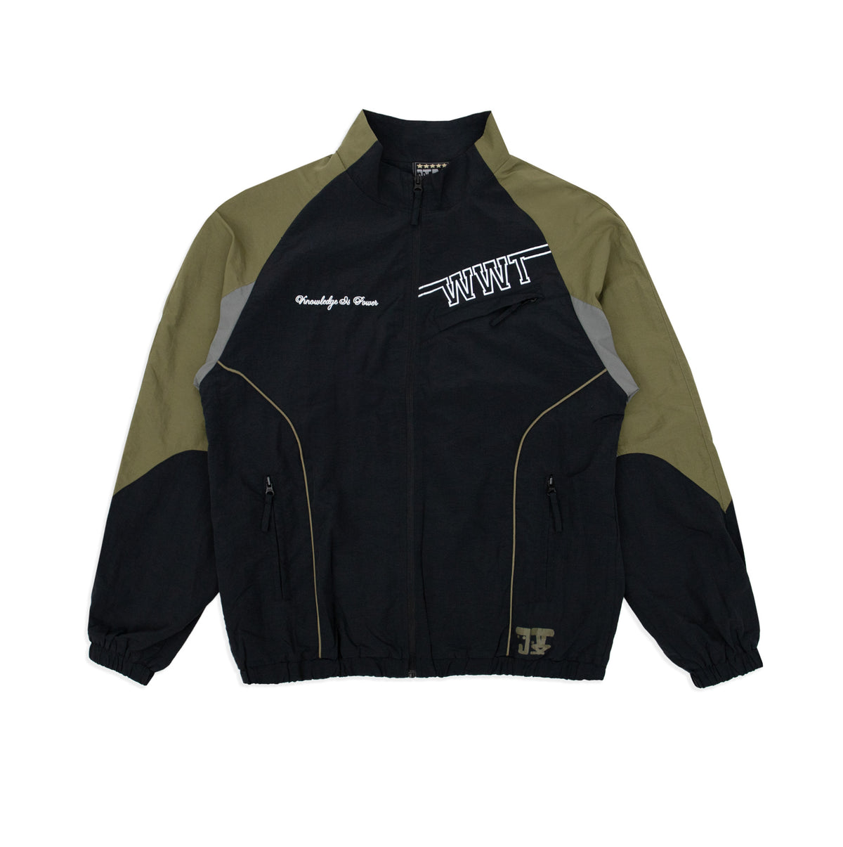 MILITANT MINDED KIP TRACK-JACKET - ARMY GREEN/GREY/BLACK