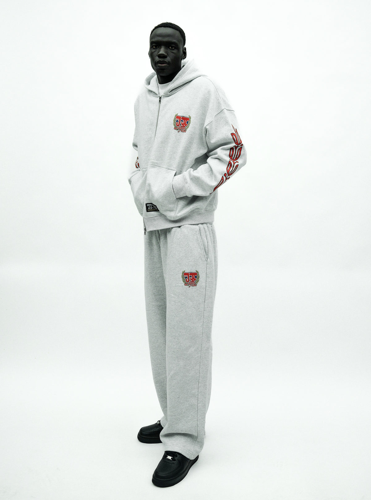 JT RACING ZIP UP HEATHER GREY