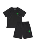 MILITANT ACTIVE SHIRT + SHORTS - BLACK/GREEN