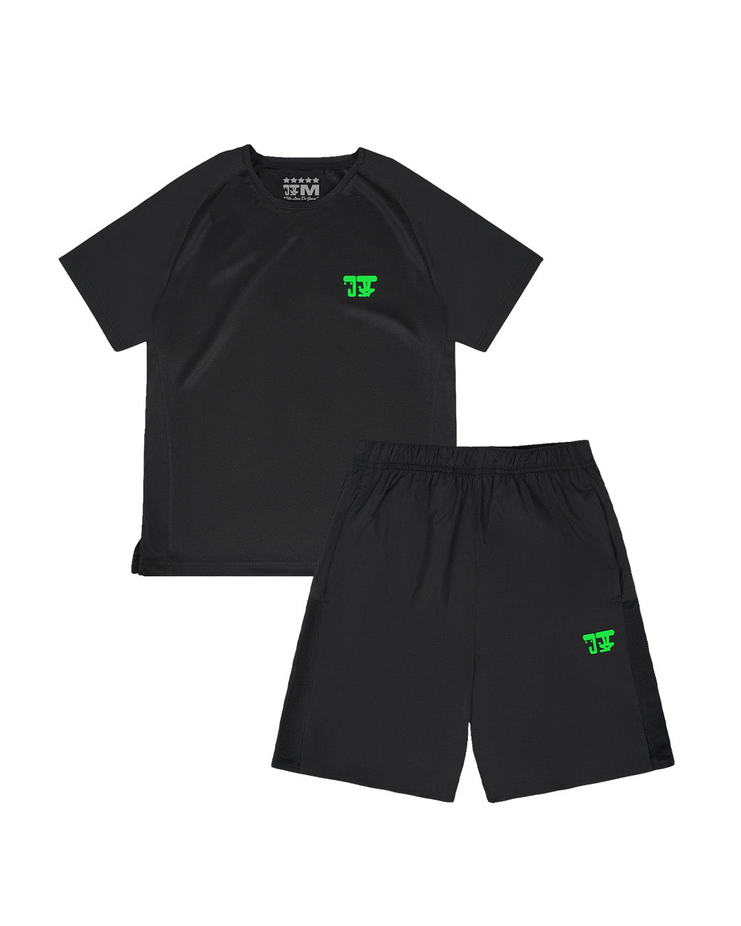 MILITANT ACTIVE SHIRT + SHORTS - BLACK/GREEN