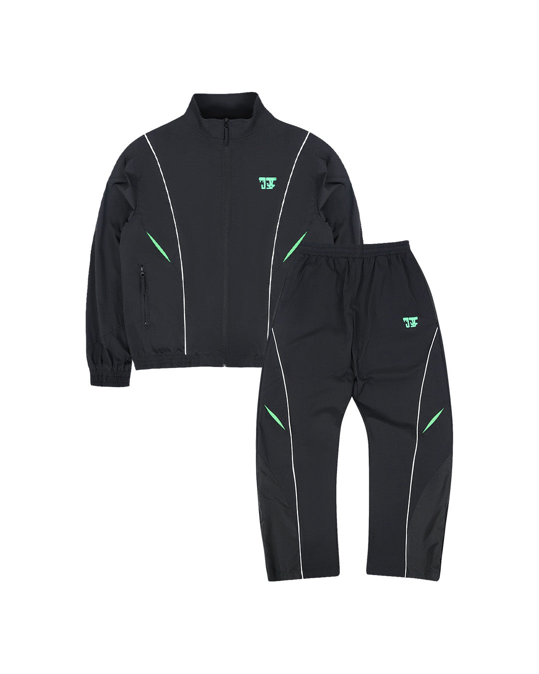 MILITANT SHOCS TRACK JACKET + TRACKPANTS - BLACK/GREEN