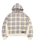 PLAID 5 STAR EMBROIDERED HOODIE - BEIGE/NAVY