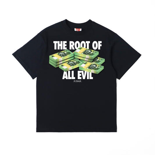 ROOT OF ALL EVIL TEE BLACK (NEW BLANK)