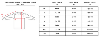 5 STAR 2TONE LONG SLEEVE TEE - BABY BLUE