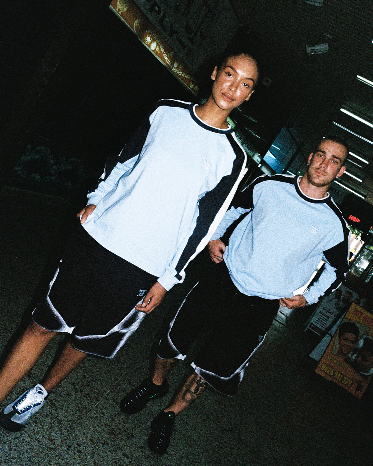 5 STAR 2TONE LONG SLEEVE TEE - BABY BLUE