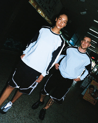 5 STAR 2TONE LONG SLEEVE TEE - BABY BLUE