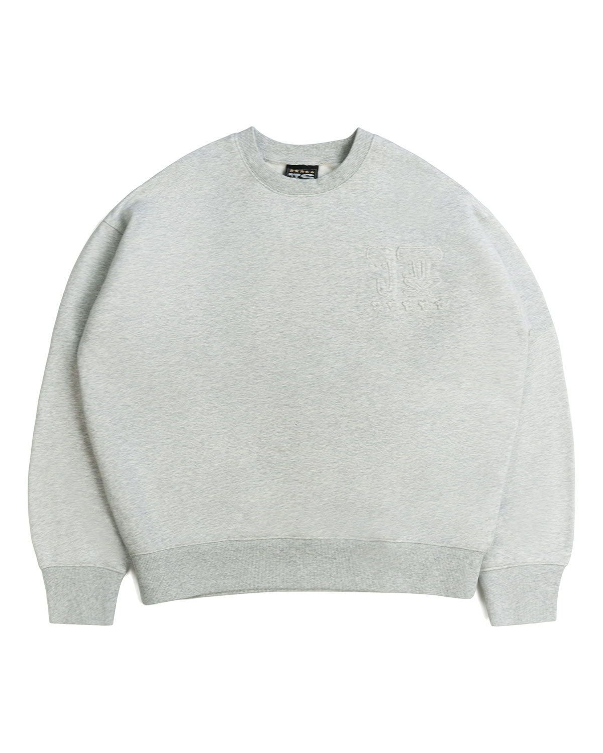 5-STAR DISTRESSED JUDAH. CREWNECK HEATHER GREY