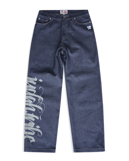 BOD SCRIPT DENIM PANTS - INDIGO
