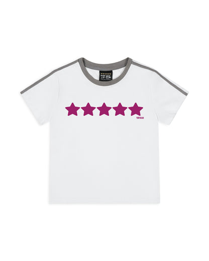 5-STAR BABY TEE - WHITE/PURPLE