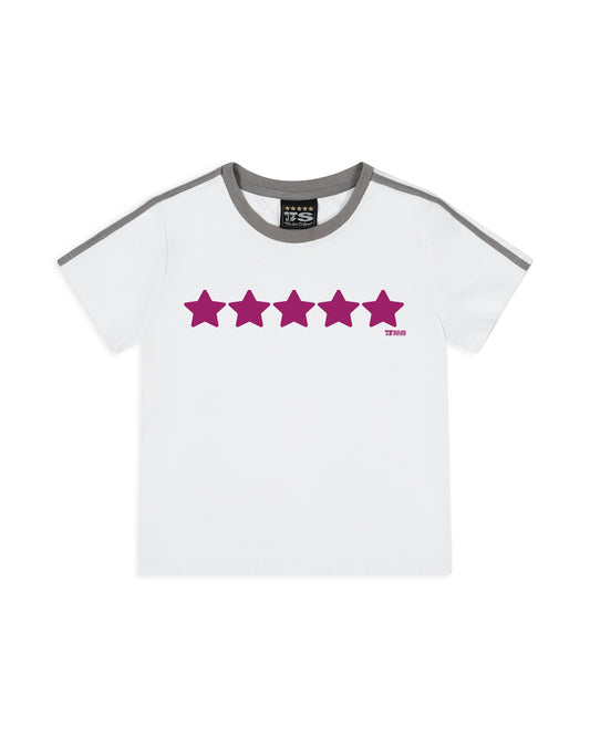 5-STAR BABY TEE - WHITE/PURPLE